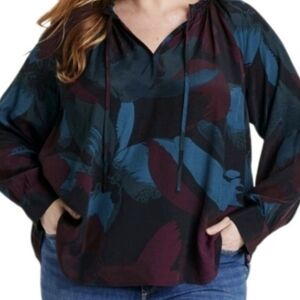 Ava & Viv Long Sleeve Floral Blouse- NWT